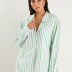 You Got This Green Wide Stripe Oversized Boyfriend Shirt