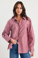 You Got This Burgundy Stripe Oversized Boyfriend Shirt