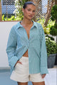 You Got This Forest Green Stripe Poplin Oversized Shirt