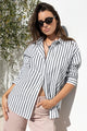 You Got This White Black Stripe Cotton Poplin Oversized Boyfriend Shirt