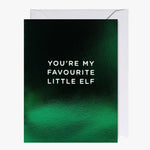 You're My Favourite Little Elf Green Mini Christmas Card HW Christmas Oxted   