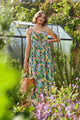 Zinnia Floraburst Green Print Strappy Midi Dress