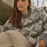 Zoia Charcoal Pattern Knit Crew