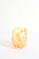 Stemless Orange White Splatter Wine Glass