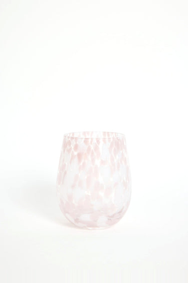 Stemless Pink White Splatter Wine Glass