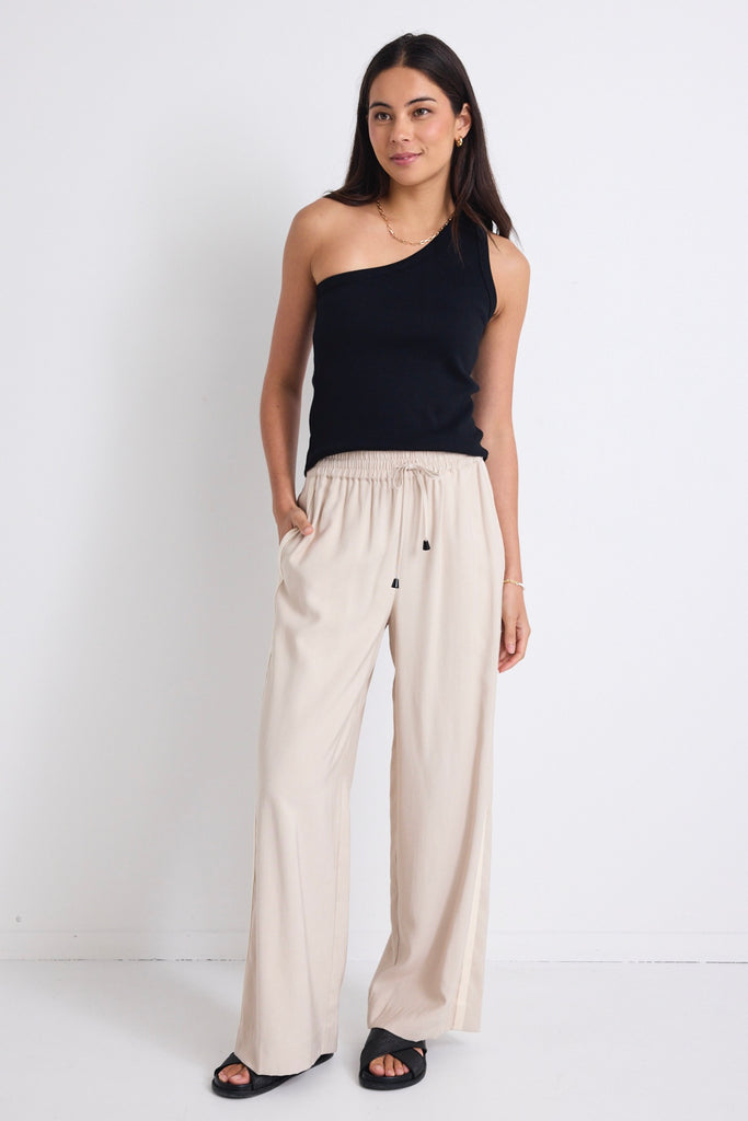Shop Celestial Black Rib One Shoulder Tank | Flo & Frankie