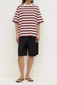 Arla Raisin Cream Stripe Cotton Stripe Short Sleeve Tee
