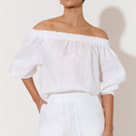 Crystal White Linen Off The Shoulder Top