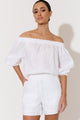 Crystal White Linen Off The Shoulder Top