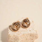 Double gold stud earring