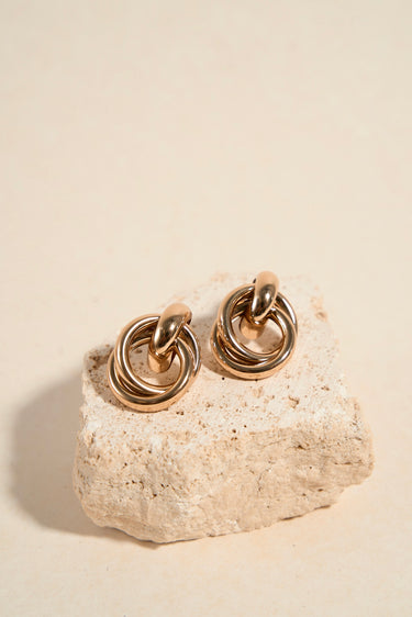 Double gold stud earring