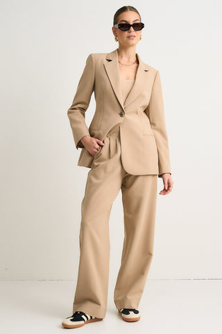 Sister Camel Textured Wide Leg Pants