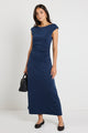 Equator Navy Jersey Rouched Midi Dress