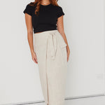 Grounded Natural Linen Wrap Cargo Midi Skirt WW Skirt RE:Union   