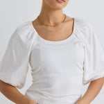 Expectation White Panelled Short Sleeved Top