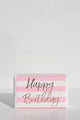 Happy Birthday Pink White Stripe Gold Script Soap