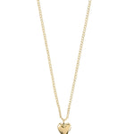 Gold heart-shaped pendant necklace on a white background