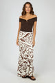 Lucia Vintage White Choc Floral Print Maxi Skirt