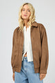 Kira Tan Faux Suede Bomber Jacket