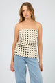 Nieve Natural Black Spot Strapless Top