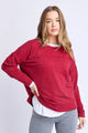 Jayne Rhubarb Red Front Seam Throw On LS Top