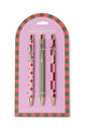 Dopo Pink Diamond Stripe Check Set 3 Pens