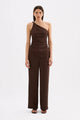 Noemi Chocolate One Shoulder Asym Top