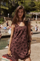 Bram Chocolate Daisy Crochet Sleeveless Mini Dress