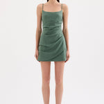 Rani Emerald Strappy Linen Mini Dress