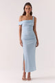 Rua Sky Asymmetric Off Shoulder Maxi Dress