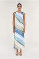 Zelie Oceanic Tide Sleeveless Mesh Midi Dress