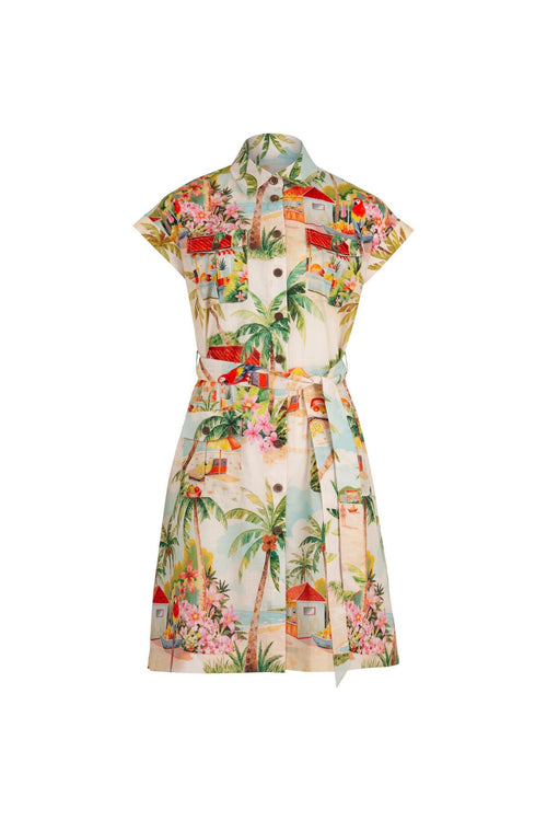 Cargo-On Palm Beach Natural SS Mini Shirt Dress