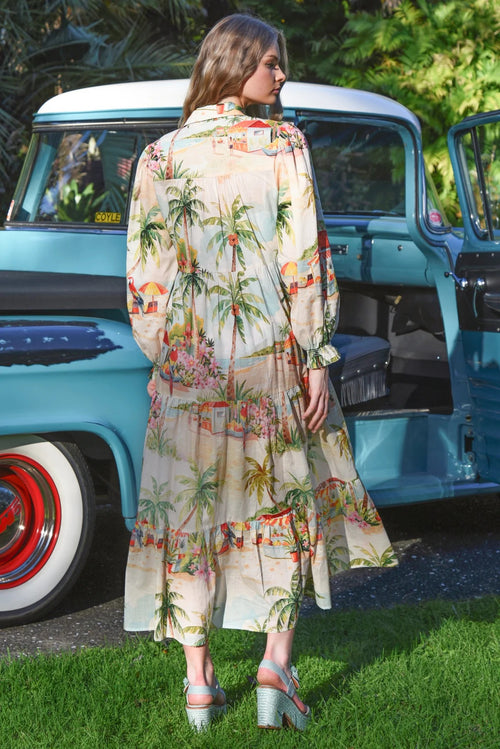 floral tropical print maxi dress