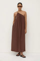 Mila Espresso Asymmetrical One Shoulder Maxi Dress