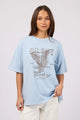 Fundamental Light Blue Eagle Print Oversized Tee
