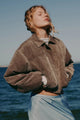 Sabina Driftwood Taupe Faux Suede Collared Bomber