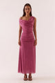 Zuri Mauve Spot Cowl Neck Sleeveless Maxi Dress