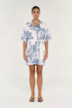 Elody Blue Floral Watercolour SS Mini Shrit Dress