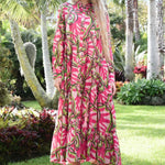 Sun & Swoon Pink Swirl Print LS Maxi Dress