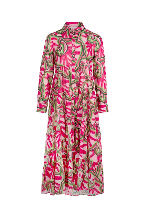 Sun & Swoon Pink Swirl Print LS Maxi Dress