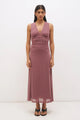 Sonata Rosewood Black Flocked Spot Sleeveless V Neck Mesh Maxi Dress