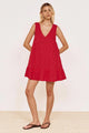 Ines Red Broderie Sleeveless Mini Dress