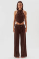 Sadie Dark Chocolate Belted Mid Rise Pant