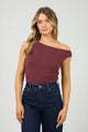 Kylie Burgundy Off Shoulder SS Top