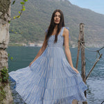 Isabella Blue White Stripe Strappy Tiered Maxi Dress