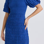 Jade Electric Blue Puff Sleeve Ruched Maxi Dress