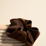 Large Brown Satin Scrunchie