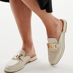 Lifeline Cream Leather Gold Buckle Loafer