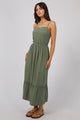 Luxe Khaki Linen Strappy Maxi Dress