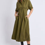 Marbella Winter Moss Darted Waist SS Maxi Dress